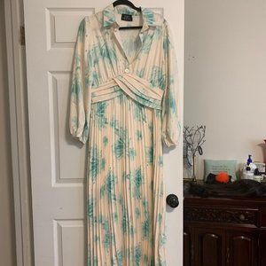 Cream and Green Maxi dress